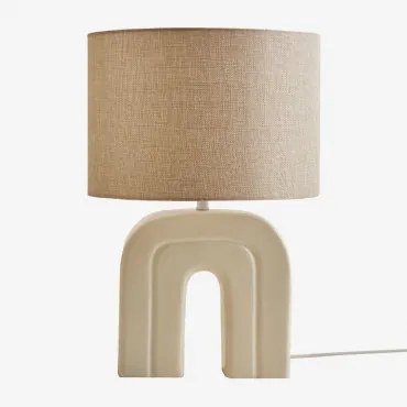 Alamani Linnen Tafellamp Gardenia Wit - Sklum