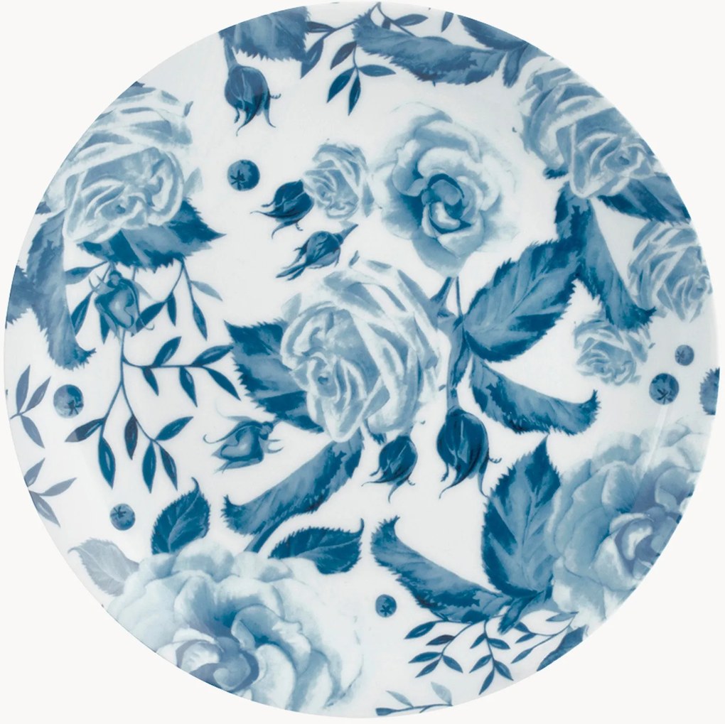 Porseleinen dinerborden Blue Rose, 6-delig
