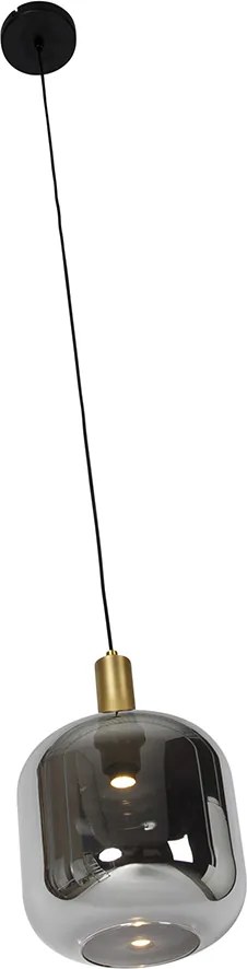 Hanglamp zwart met goud en smoke glas incl. PUCC - Zuzanna