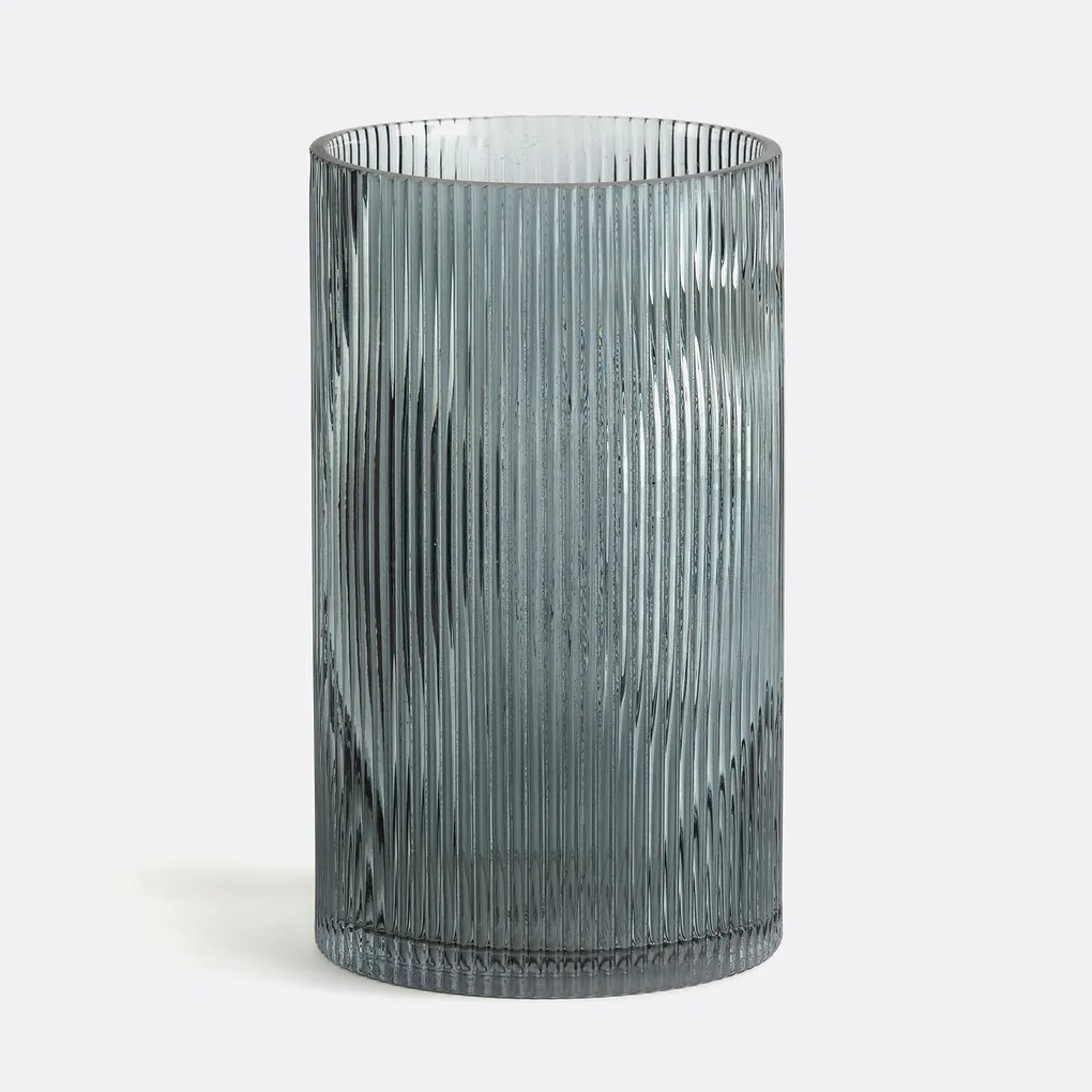 Rechte vaas in glas met groeven H22,5 cm, Afa