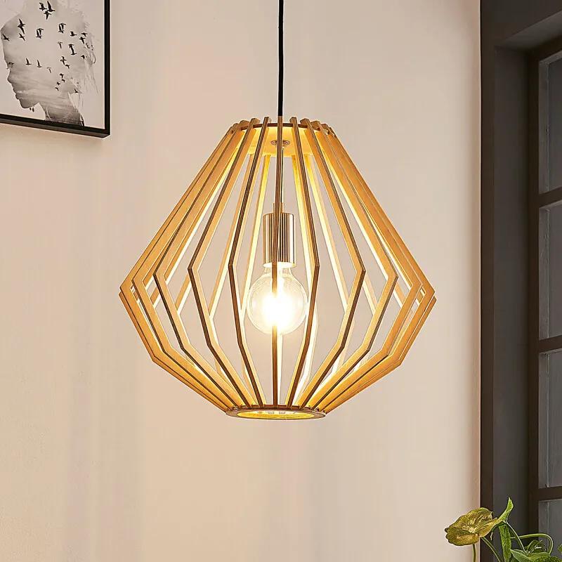 Hanglamp Sigge met houten lamellenkap - lampen-24