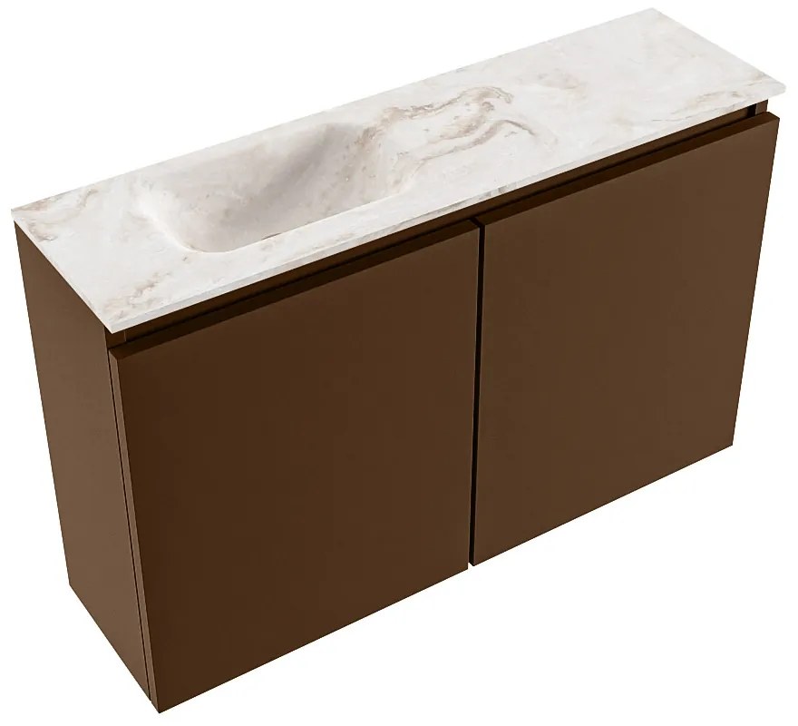 Mondiaz Ture DLux toiletmeubel 80cm rust met wastafel frappe links zonder kraangat