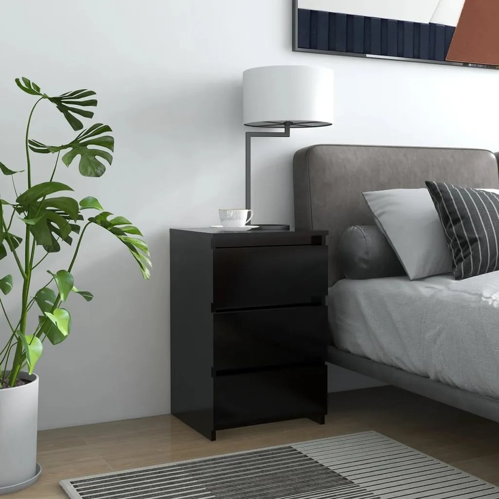 vidaXL Nachtkastjes 2 st 40x35x62,5 cm bewerkt hout zwart