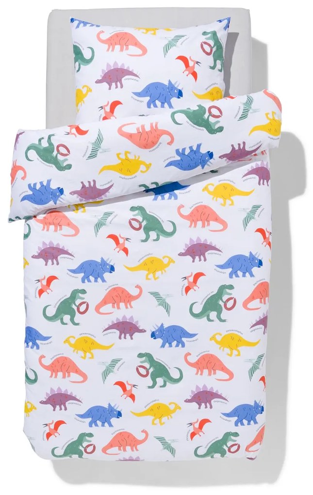 HEMA Kinder Dekbedovertrek Zacht Katoen 140x200 Dino (multi)