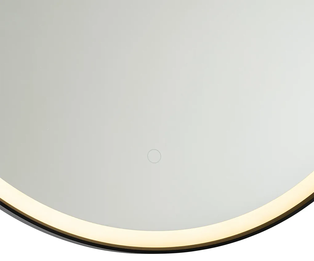 Badkamerspiegel zwart 70 cm incl. LED met touch dimmer - Miral Modern IP44 rond Lamp