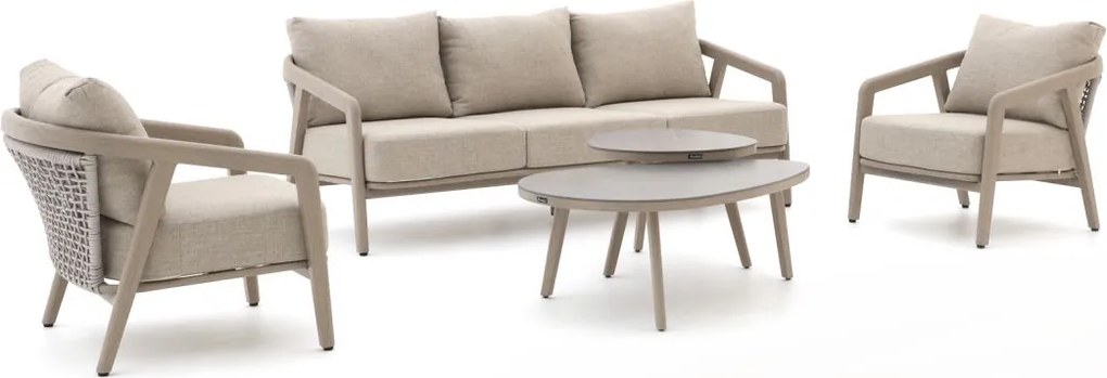 Stoel-bank loungeset Manifesto  | 5 personen | Loungeset Old Teak Greywash | Aluminium | 82x73cm | Kees Smit Tuinmeubelen