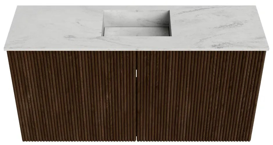 Mondiaz Joya DLux 80cm toiletmeubel walnut met wastafel faye midden zonder kraangat opalo