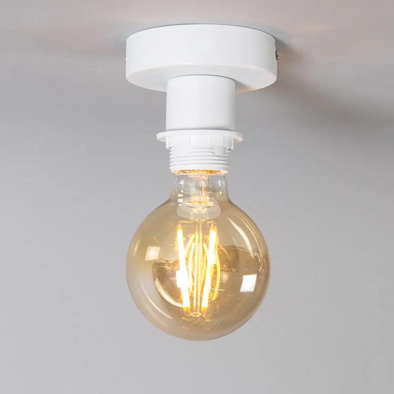 Moderne plafondlamp mat wit met zwarte kap 45 cm - Combi Modern E27 rond Binnenverlichting Lamp