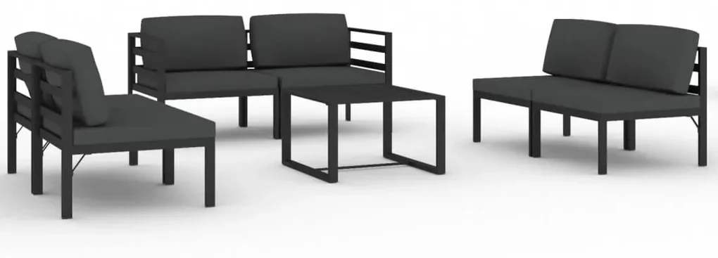 vidaXL 7-delige Loungeset met kussens aluminium antracietkleurig