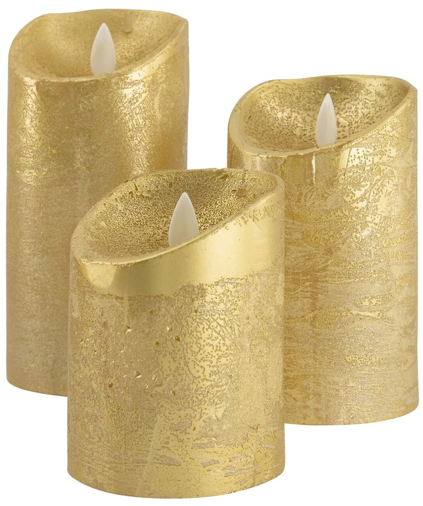 HEMA LED Wax Kaarsen Ø7.5 Goud - 3 Stuks (goud)