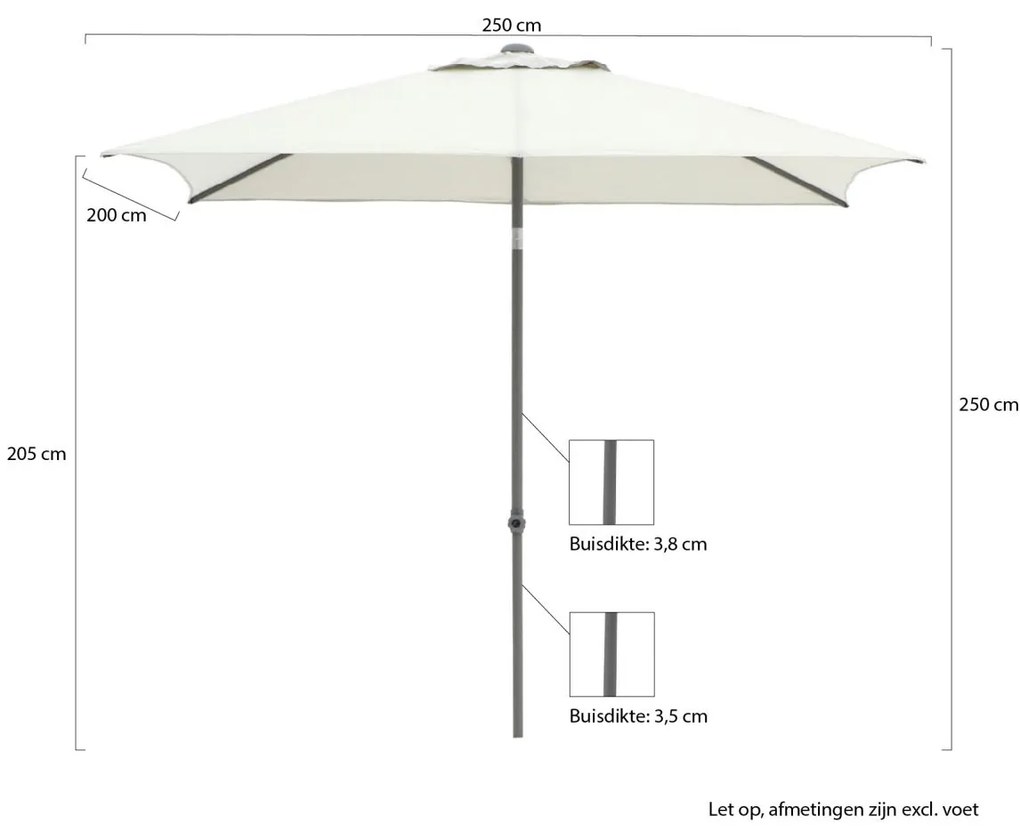 Shadowline Push-up parasol 250x200cm