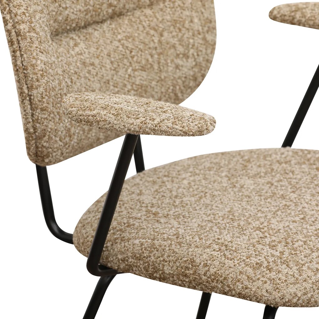 Moderne Eetkamerstoel Met Armleuningen Beige