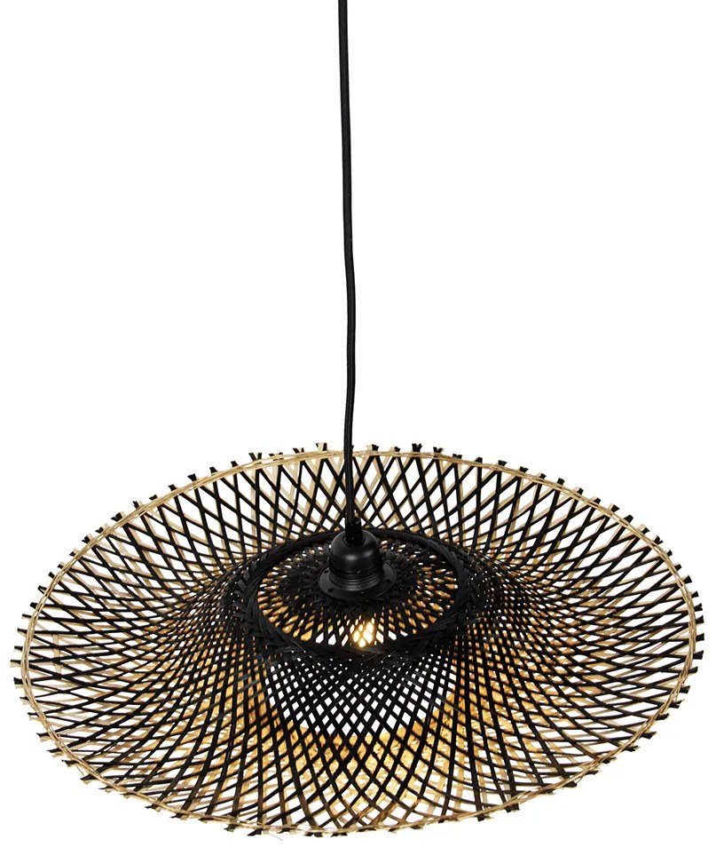 Oosterse hanglamp zwart met bamboe 50cm - Rina