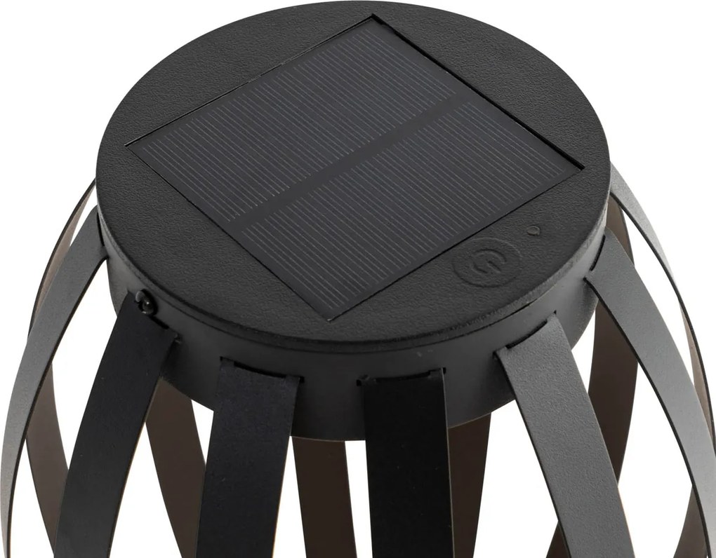 Buiten tafellamp zwart 3-staps dimbaar solar en oplaadbaar - Sheldon