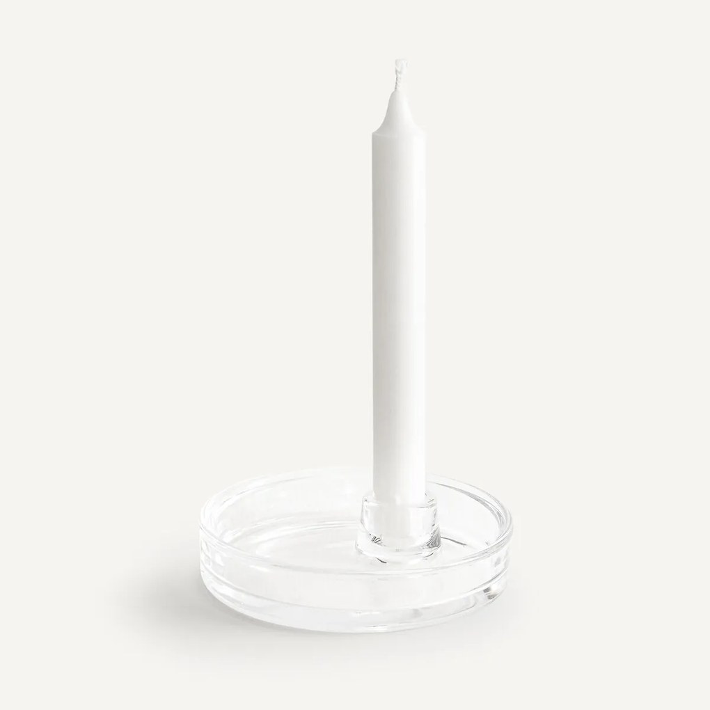 Set van 2 ronde kandelaars in glas, Sila