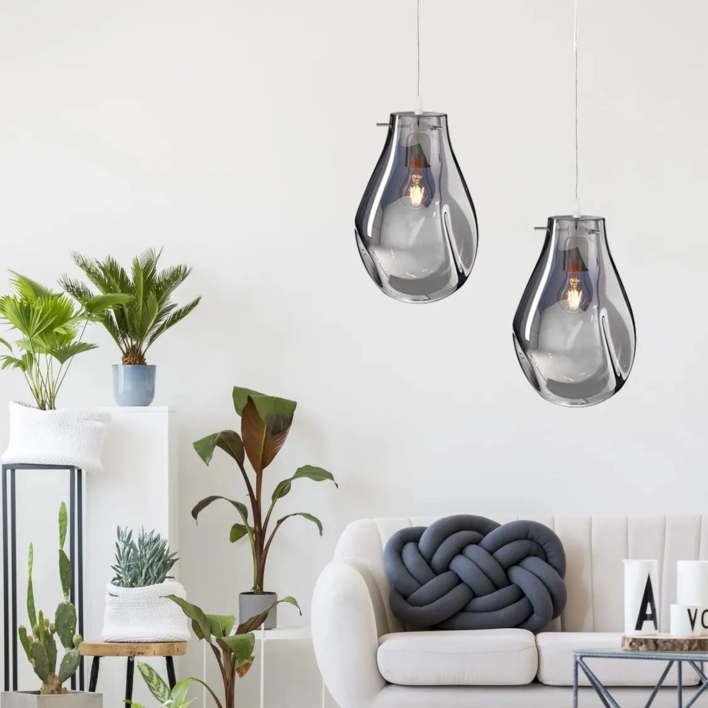 Hangende Glazen Plafondlamp APP329-1CP Zilver