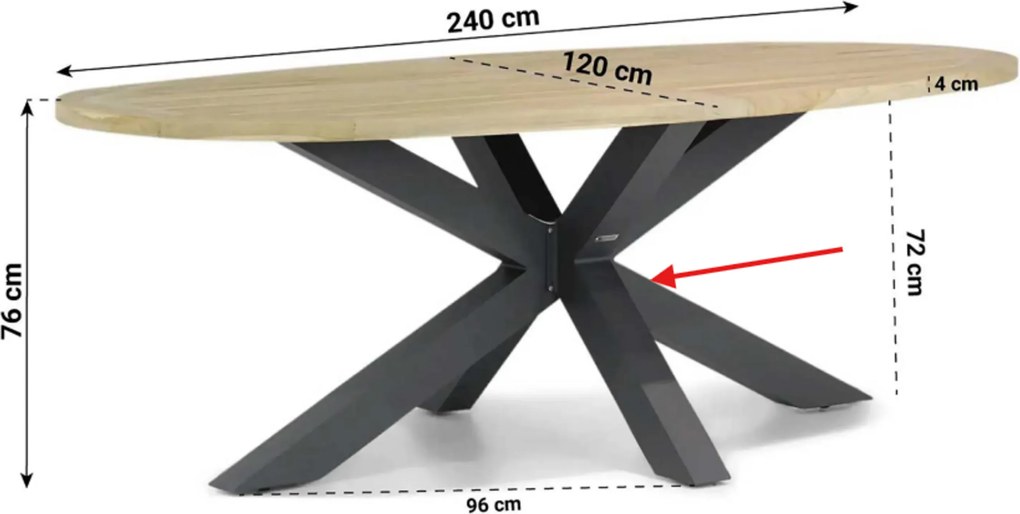 Tuinset 6 personen 240 cm Aluminium/textileen Grijs Lifestyle Garden Furniture Brandon/Brookline