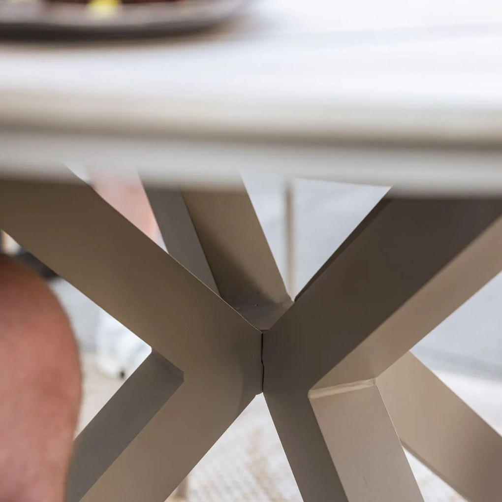 Garden Impressions Natas tuinset 5-delig taupe - Tulli tuintafel Ø122x75 cm - light teak vironwood