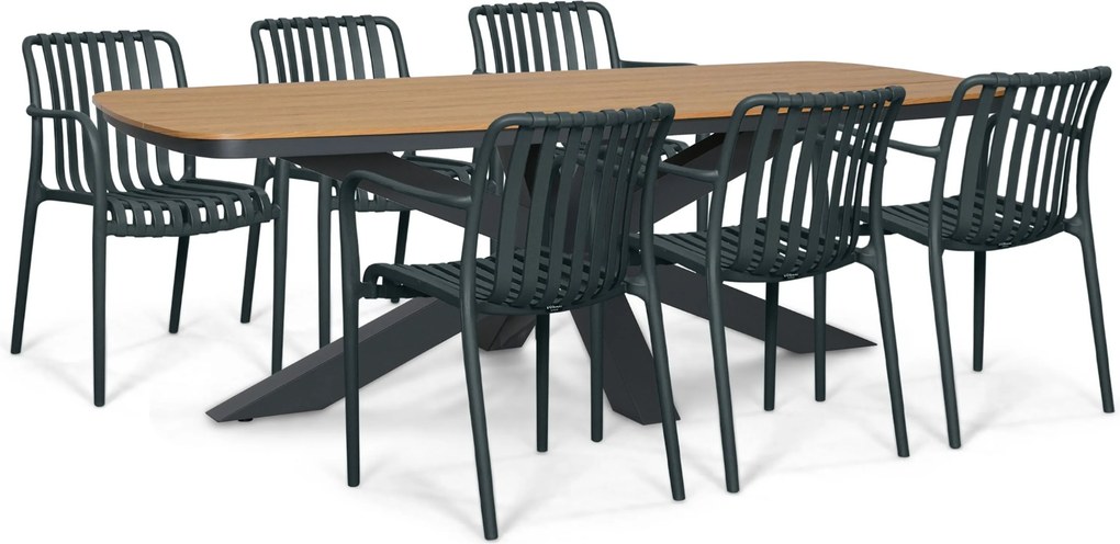 Tuinset 6 personen 220 cm Kunststof Grijs Domani Furniture Alba/Camila