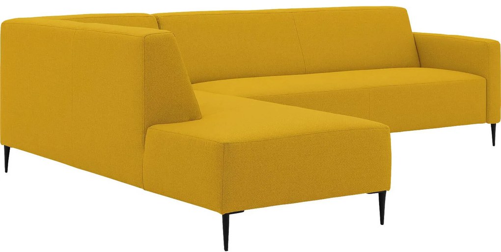 Goossens  Key West geel, stof, 3-zits, modern design met ligelement links