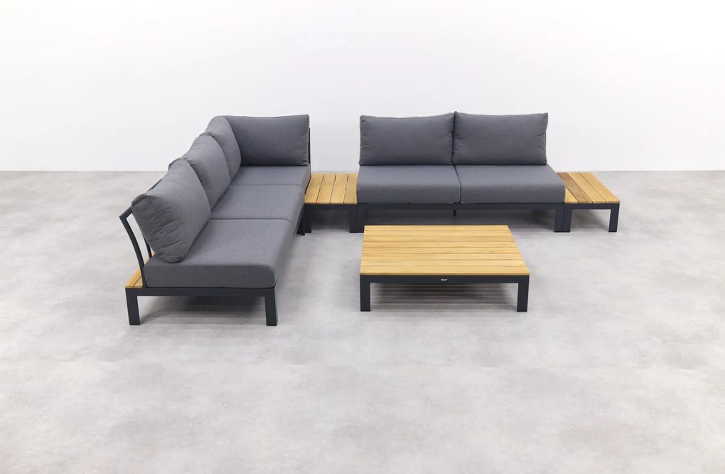 Avalounge loungeset - Aluminium/teakhout - 5 persoons