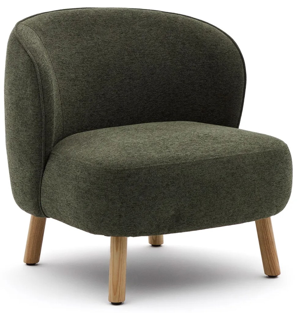 Kave Home Ulit Fauteuil Groen Chenille Met Houten Pootjes