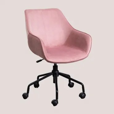 Lucy Bureaustoel In Fluweel Roze - Sklum