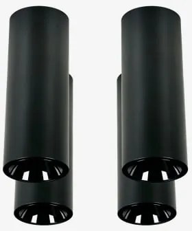Pack Van 4 Ronde Led-opbouwplafondlampen Ø7,2 Cm In Aluminium Luisiana Warm Wit 2700k & Zwart & 23º & 11 W - Sklum