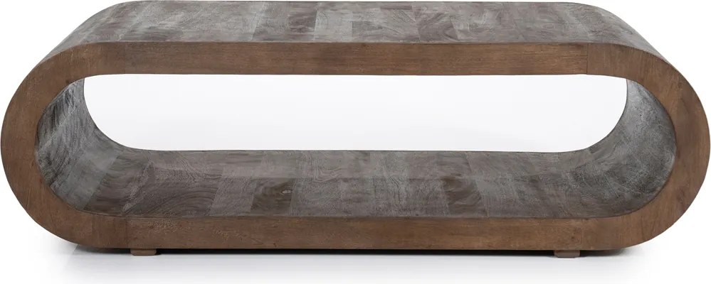 Ovale Salontafel Gebogen Hout - 130 X 60cm.