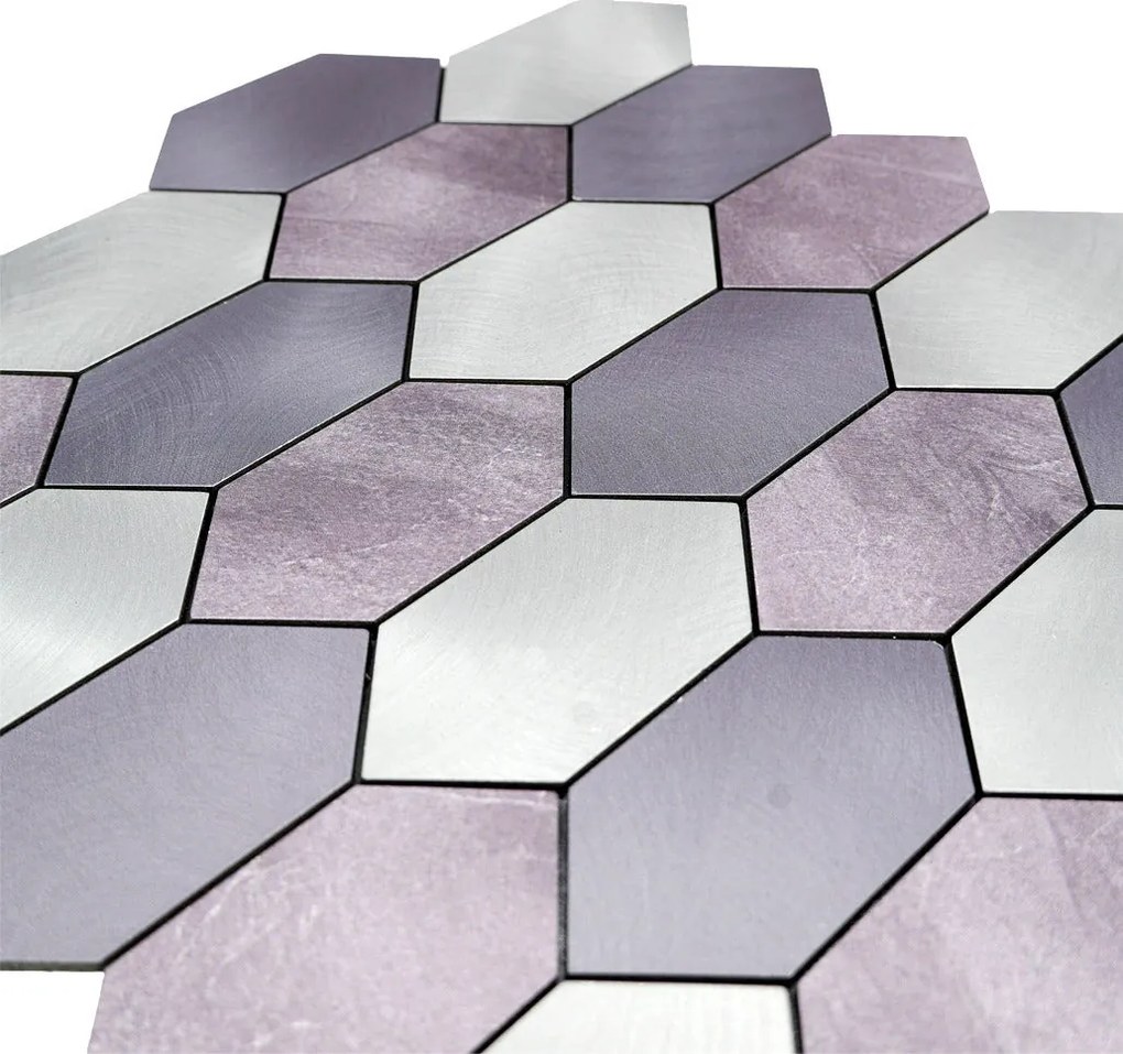 Zelfklevende Mozaïektegels Metaal | Picket Mauve | 30×30 cm | Keuken, Bad & WC