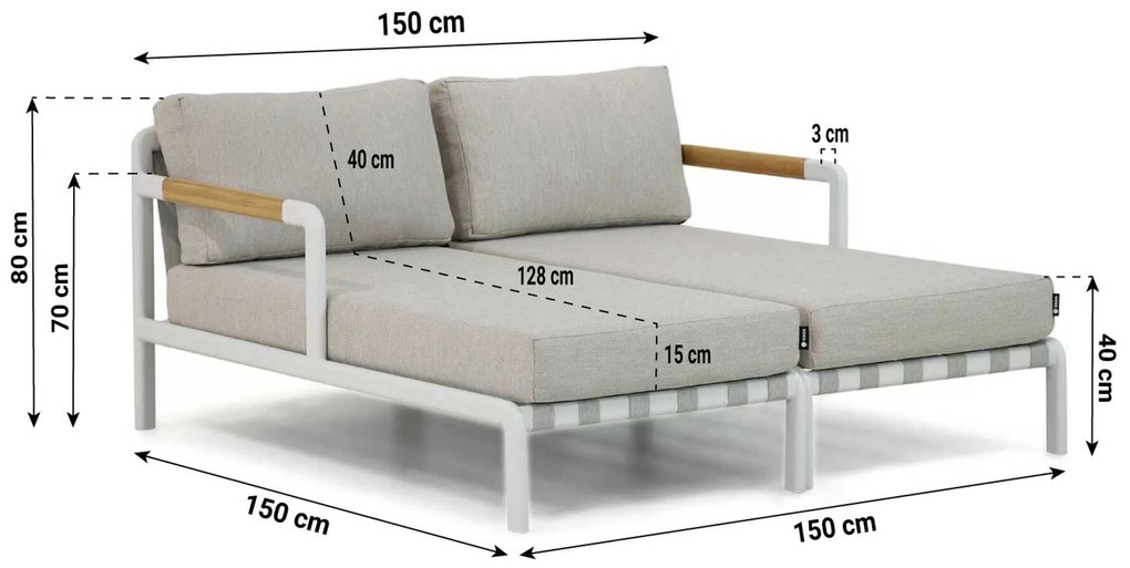 Chaise Loungeset Aluminium Wit Coco Avellino
