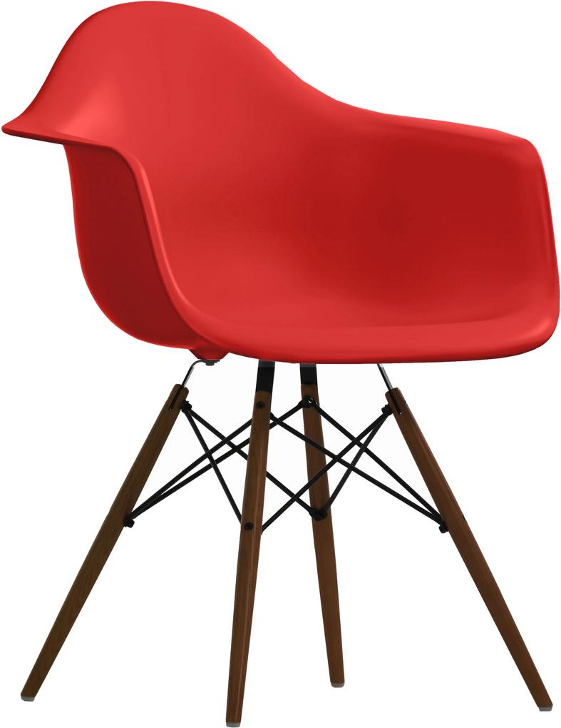 Vitra DAW stoel kuip klassiek rood onderstel donker esdoorn