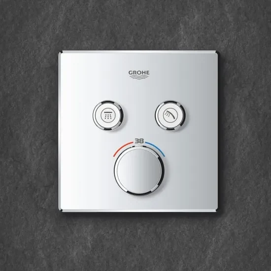 Grohe Grohtherm SmartControl inbouw regendouche vierkant plafondarm