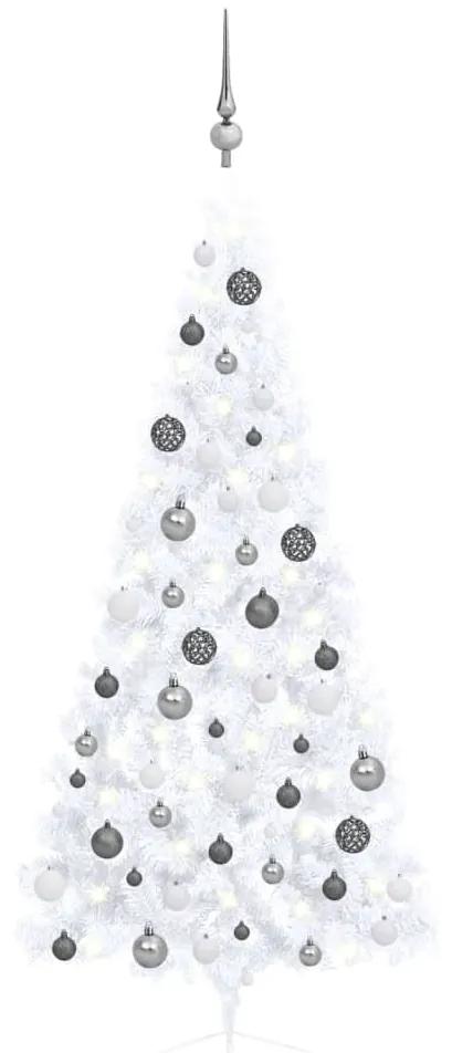 vidaXL Kunstkerstboom met LED's en kerstballen half 180 cm wit