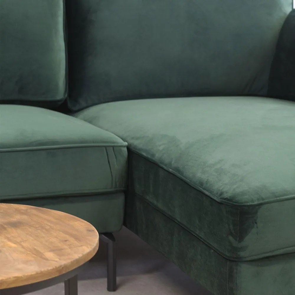 Dimehouse | Hoekbank Peppin 3-zits velvet zithoogte 46 cmzitdiepte 59 cmhoogte 85 cmdikte groen zitbanken velvet banken | NADUVI outlet