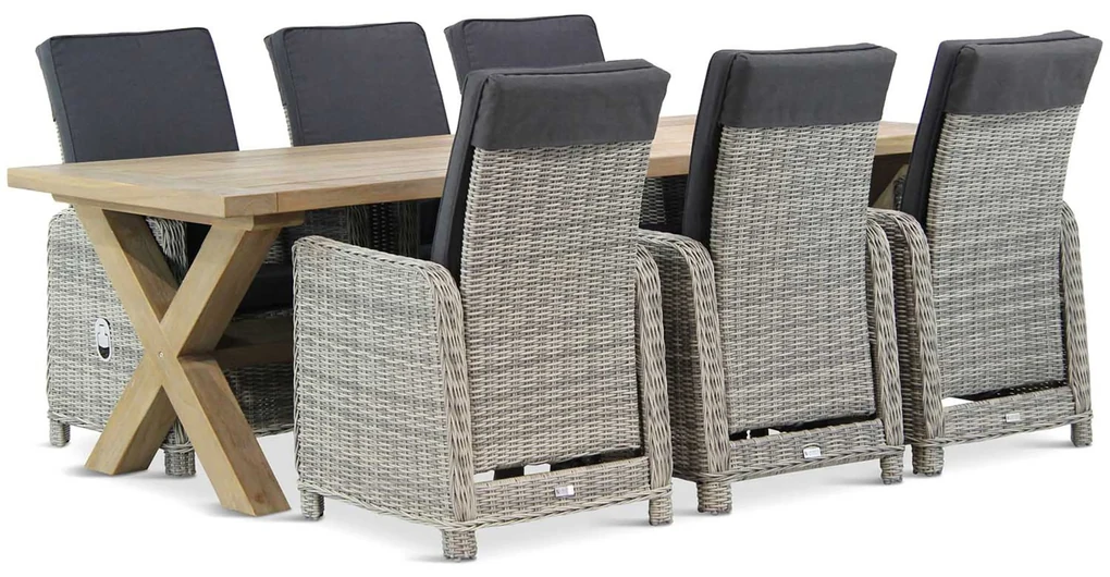 Tuinset 6 personen 240 cm Wicker Grijs Garden Collections Bello/Oregon
