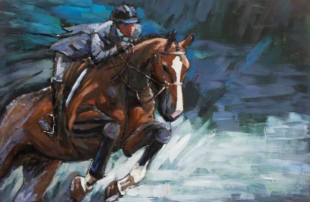 Schilderij - Metaalschilderij - Springpaard, 120x80cm
