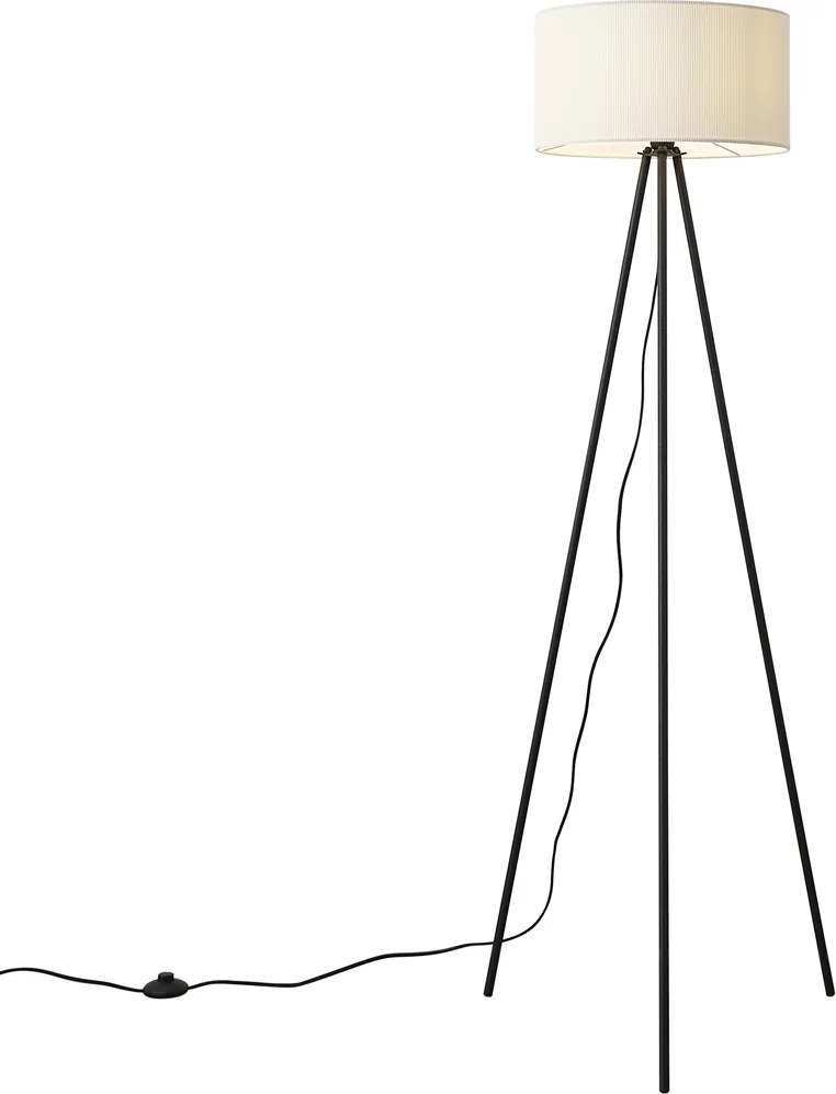 Moderne tripod vloerlamp wit met velours kap - Luz