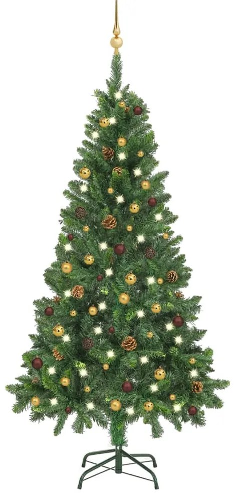 vidaXL Kunstkerstboom met LED's en kerstballen 150 cm groen