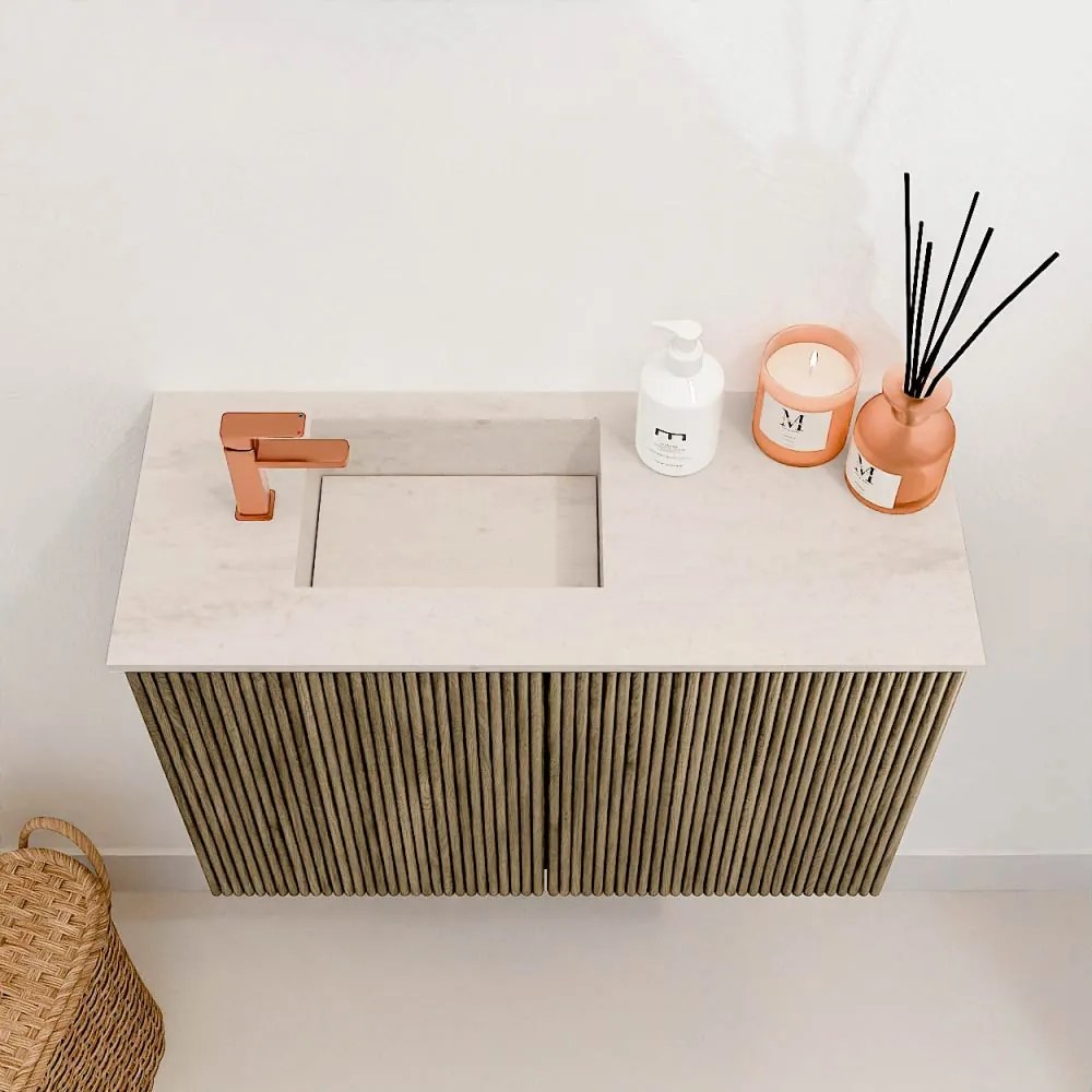 Mondiaz Joya DLux 60cm toiletmeubel dusk met wastafel faye links 1 kraangat meli