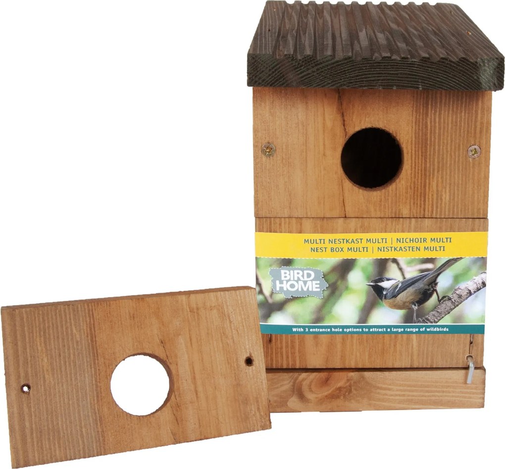 Bûten Home - Houten nestkast met aanpasbare opening (28/32 mm) - H22,5xL12xB12,5 cm