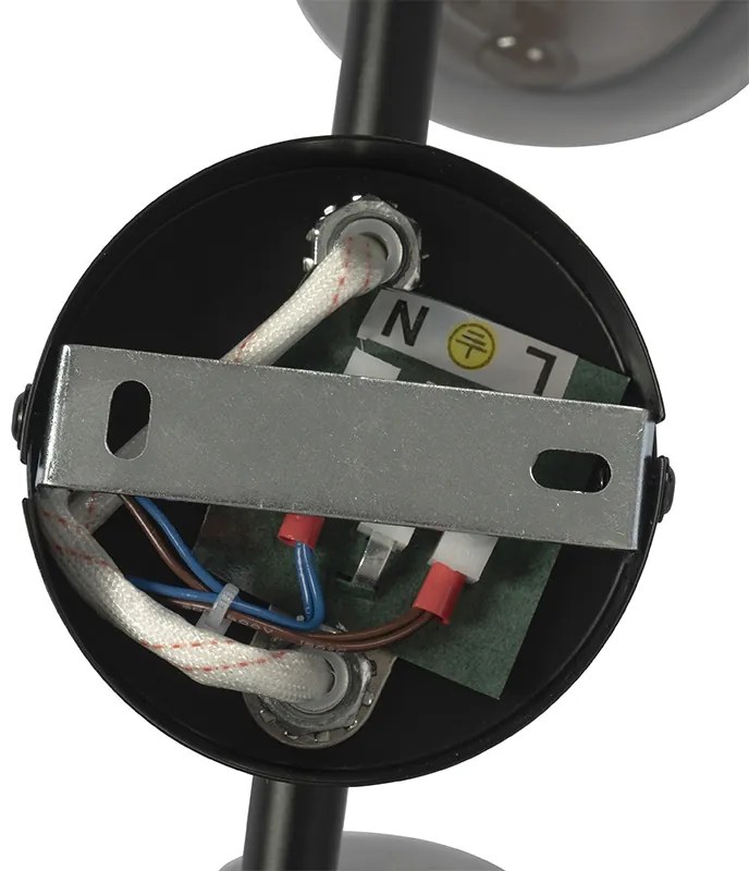 Art Deco plafondlamp zwart met smoke glas 2-lichts - Vidro