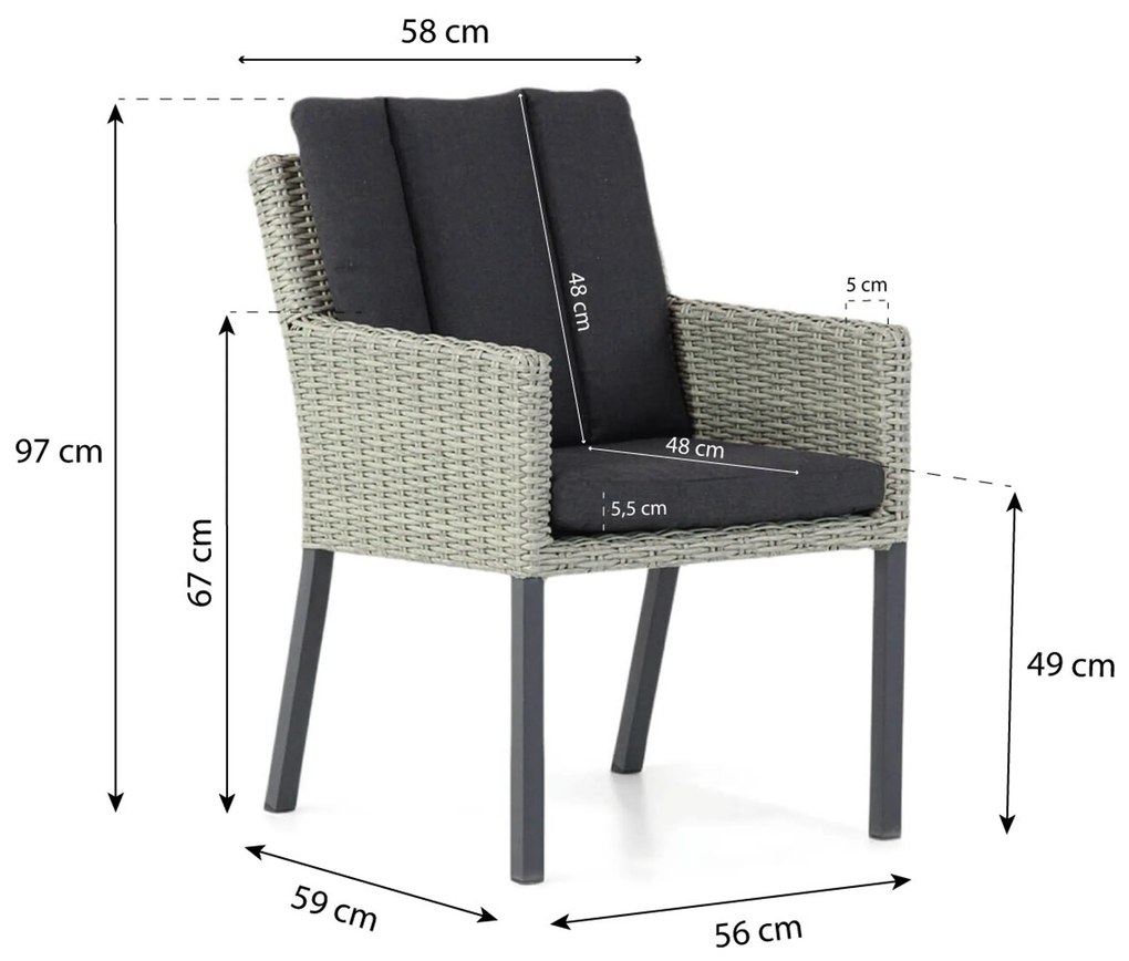 Tuinset 8 personen 330 cm Wicker Grijs Garden Collections Oxbow/Superior