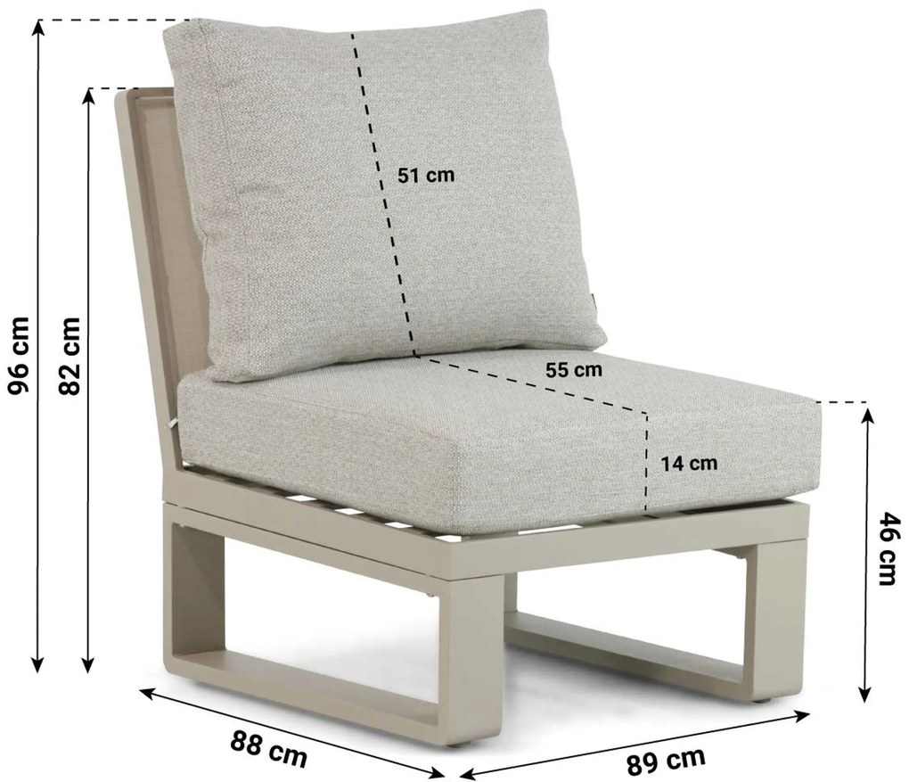 Hoek loungeset 6 personen Aluminium/Polywood (teakfinish) Taupe  Lifestyle Garden Furniture Lezo