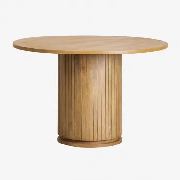 Ronde Eettafel Ø120 Cm Van Mangohout Analis Natuurlijk Hout - Sklum