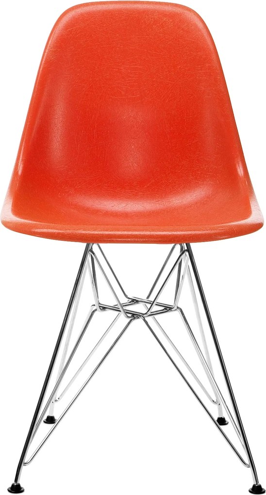 Vitra Eames DSR Fiberglass stoel chroom red orange