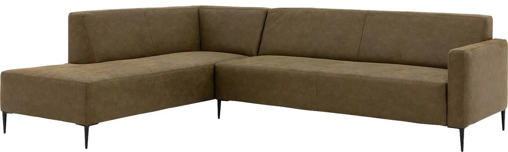 Goossens  Key West groen, micro leer, 3-zits, modern design met ligelement links