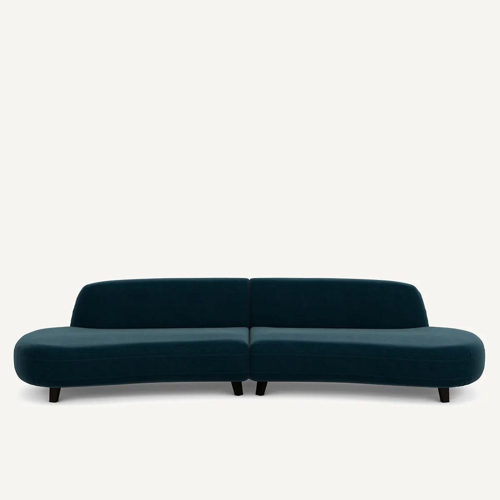 6-zits fluwelen bank, Rosebury, ontwerp Emmanuel Gallina