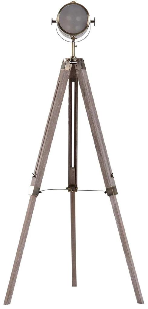HOMdotCOM Staande vloerlamp met 3 poten retro hout brons E14 65 x 65 x 100-140cm