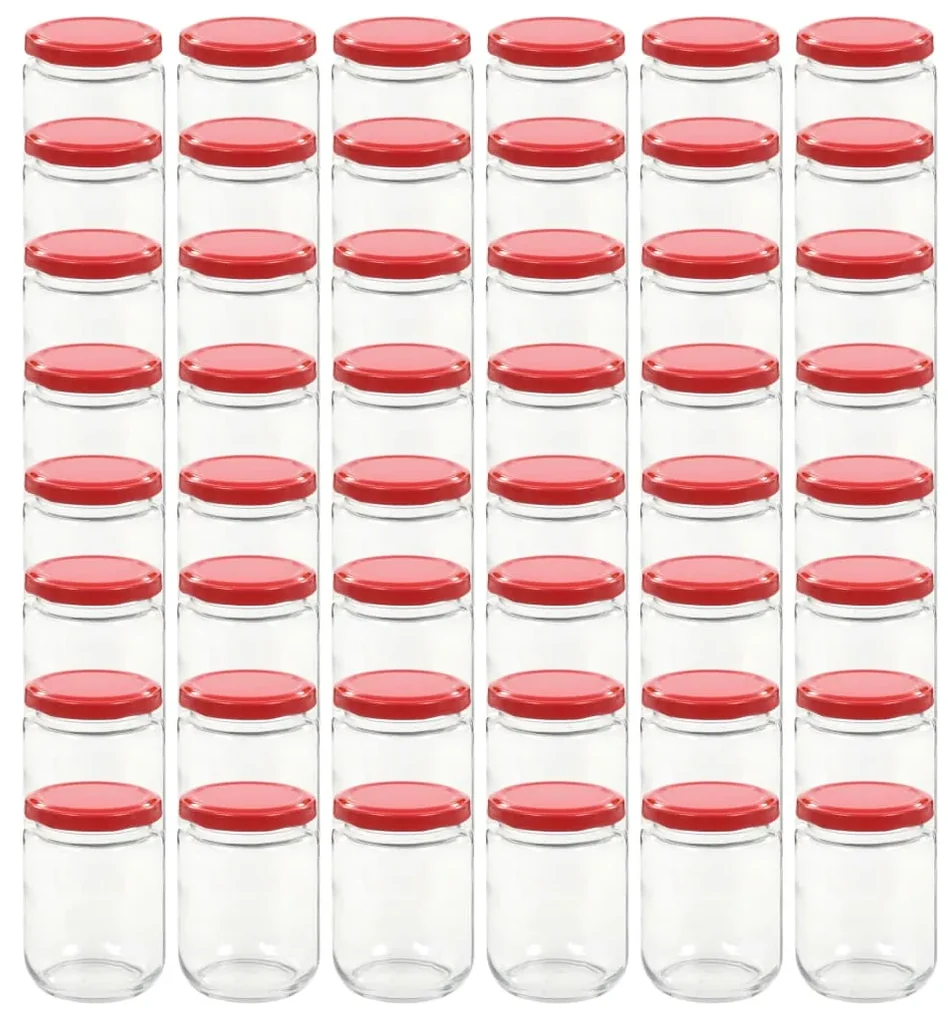 vidaXL Jampotten met rode deksels 48 st 230 ml glas